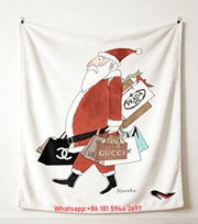 Chanel Santa Claus Luxury Shopping Bag Flannel Sofa Throw Blanket IMG_6811